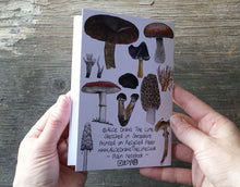 Load image into Gallery viewer, Fungi and Mushrooms Notebook by Alice Draws The Line, A6 with 36 plain pages, recycled paper